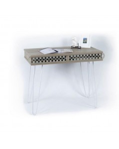 Scrivania Illia Piedi in Metallo Colore Bianco e Piano Colore Rovere 96x51x75H