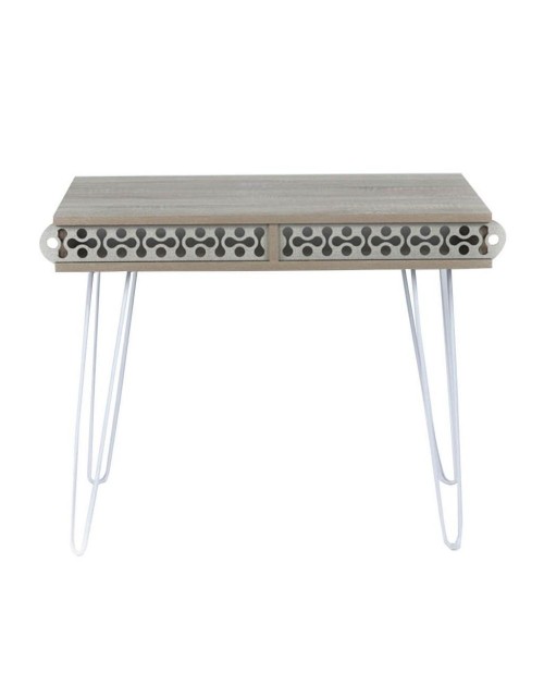 Scrivania Illia Piedi in Metallo Colore Bianco e Piano Colore Rovere 96x51x75 HMT190642