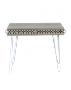 Scrivania Illia Piedi in Metallo Colore Bianco e Piano Colore Rovere 96x51x75H