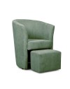 Poltrona con pouf estraibile Djerba tessuto colore verde acqua marina