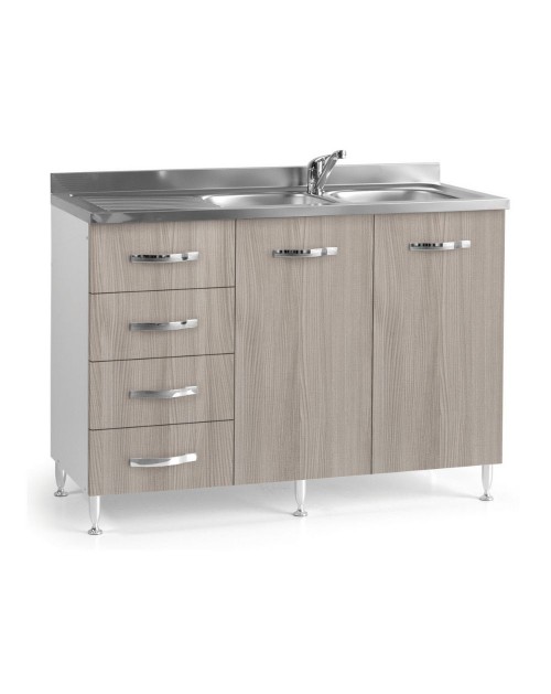 Sottolavello con cassetti 120 cm sinistro con lavello colore olmo