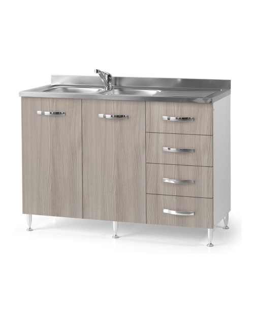 Sottolavello con cassetti 120 cm destro con lavello colore olmo