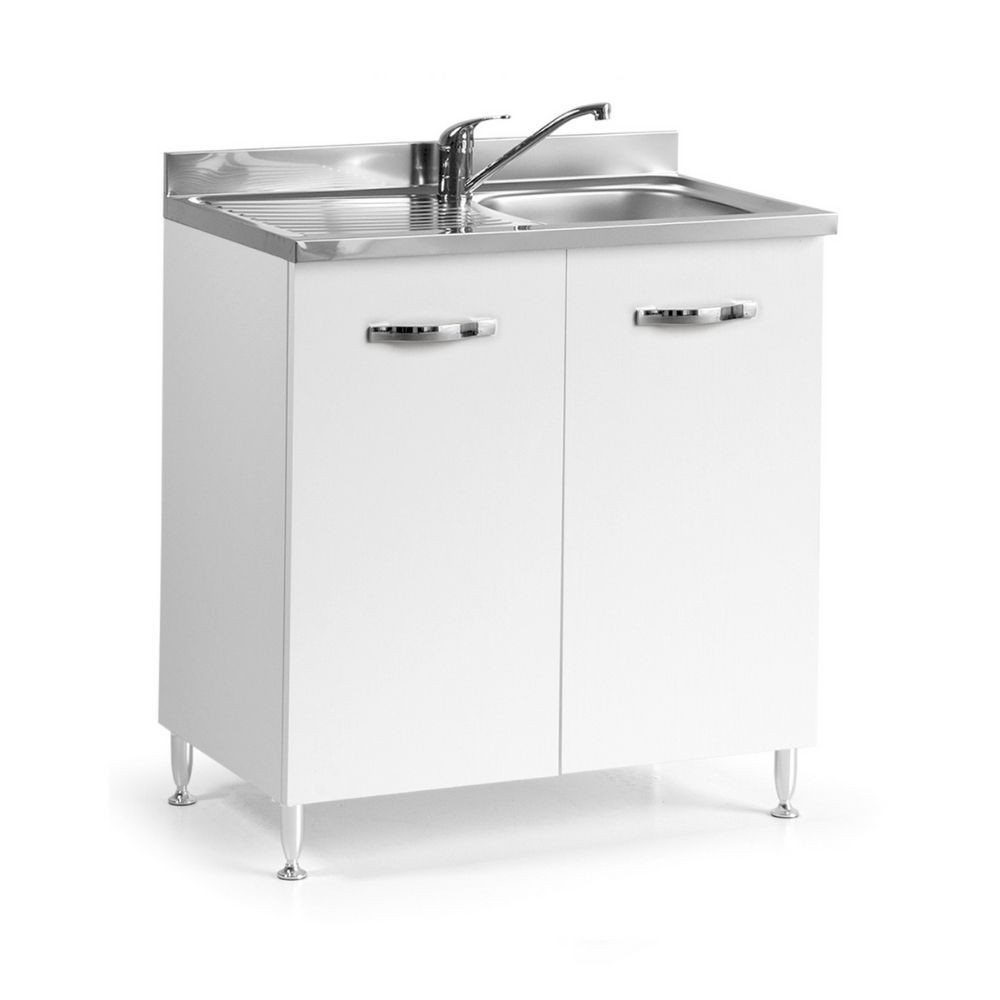 Sottolavello 2 ante 80 cm con lavello incluso colore bianco frassinato