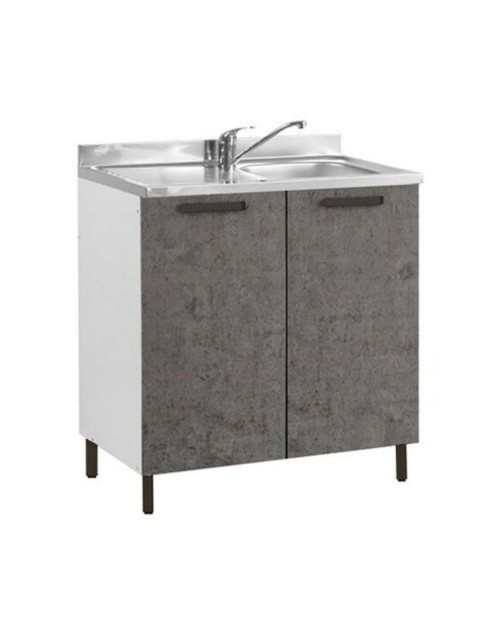 Sottolavello 2 ante 80 cm con lavello incluso colore cemento