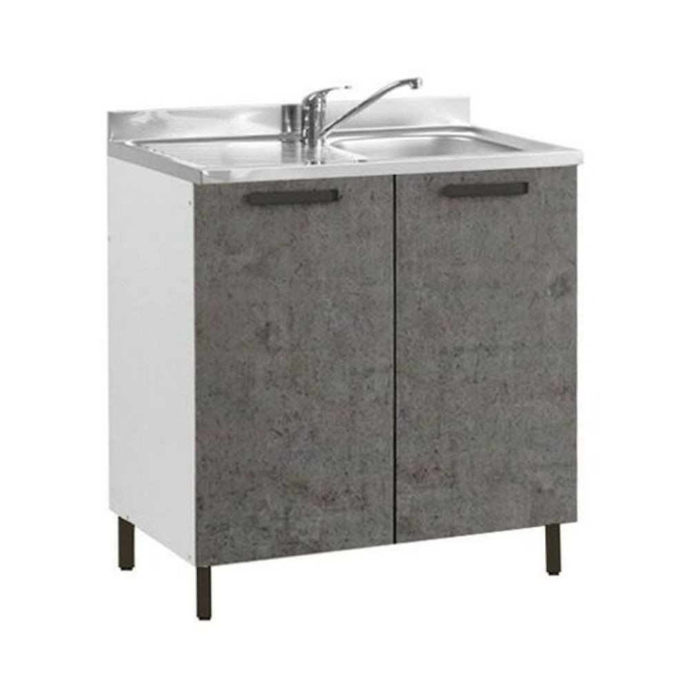 Sottolavello 2 ante 80 cm con lavello incluso colore cemento