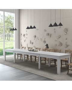 Tavolo Super4 160x90 Allungabile a 320 cm Colore Bianco Frassinato