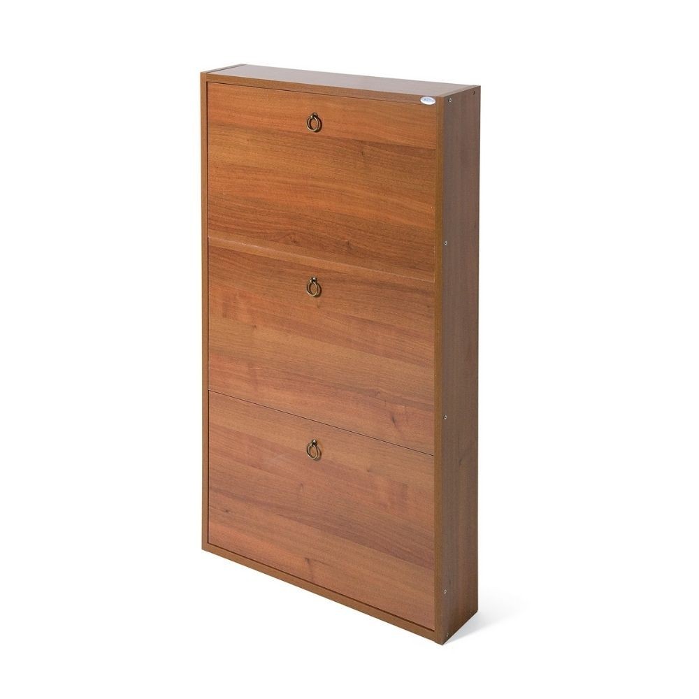 Scarpiera 3 ante slim salvaspazio 108x65x15 Serena colore noce antico