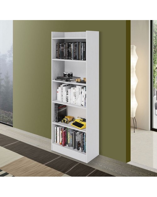 Libreria 5 ripiani Alessia colore bianco frassinato