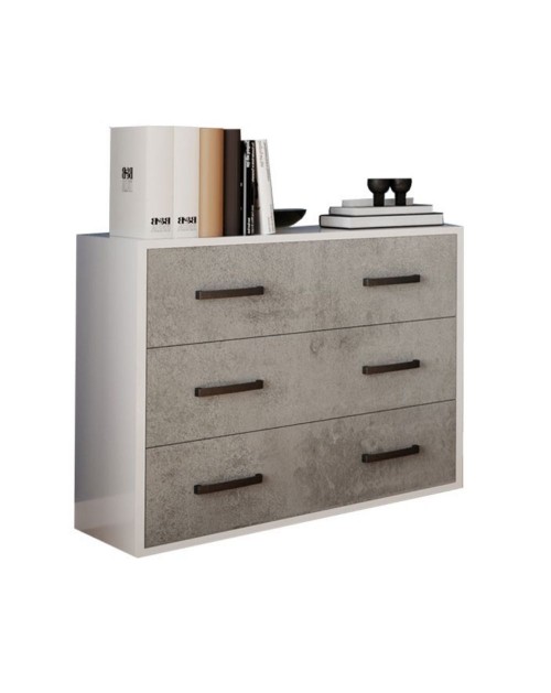 Comò 3 cassetti colore cemento 91x45x81H