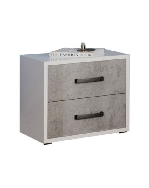 Comodino 2 cassetti colore cemento