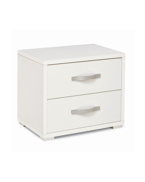 Comodino 2 cassetti MONTATO colore bianco frassinato
