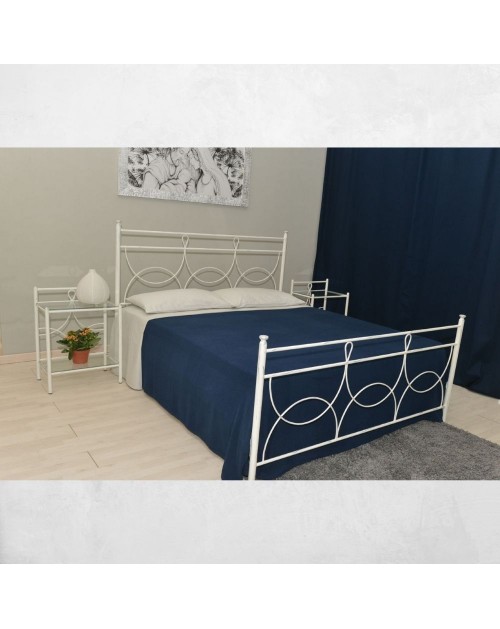 Letto matrimoniale ferro battuto Silene colore bianco opaco