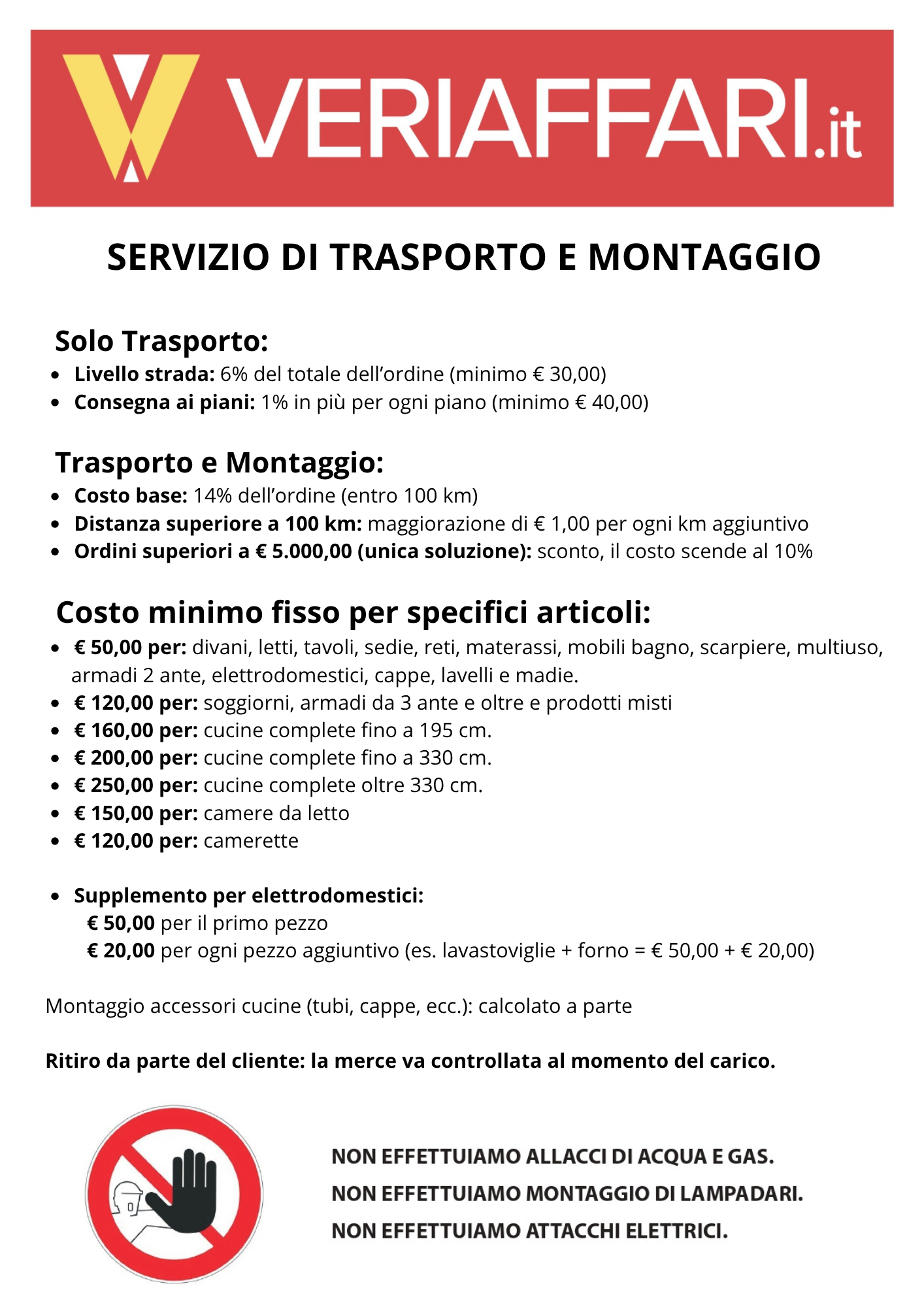 trasporto e montaggio negozi